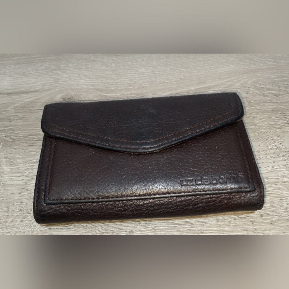 Liz Claiborne Leather Co Dark Brown Leather Trifold Wallet